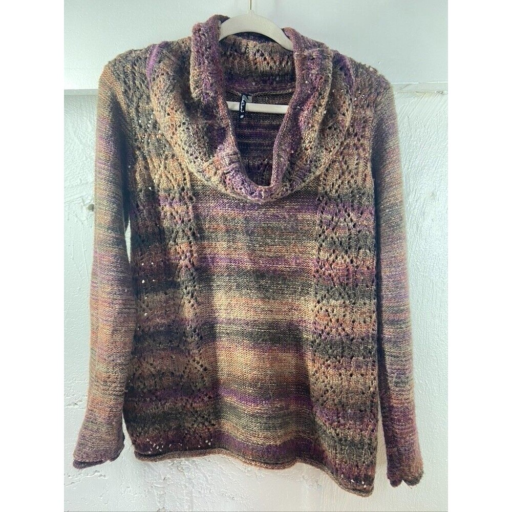 NORTH RIVER WOMENS MED PURPLE COWL NECK SWEATER LONG SLEEVES